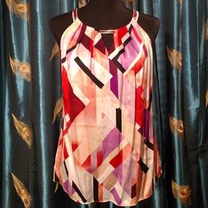 WHBM color block metal keyhole high neck camisole